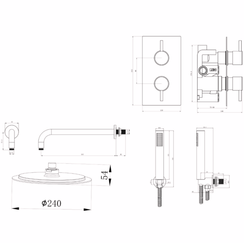 Nero Round Wall Mounted Concealed Shower Kit - Chrome