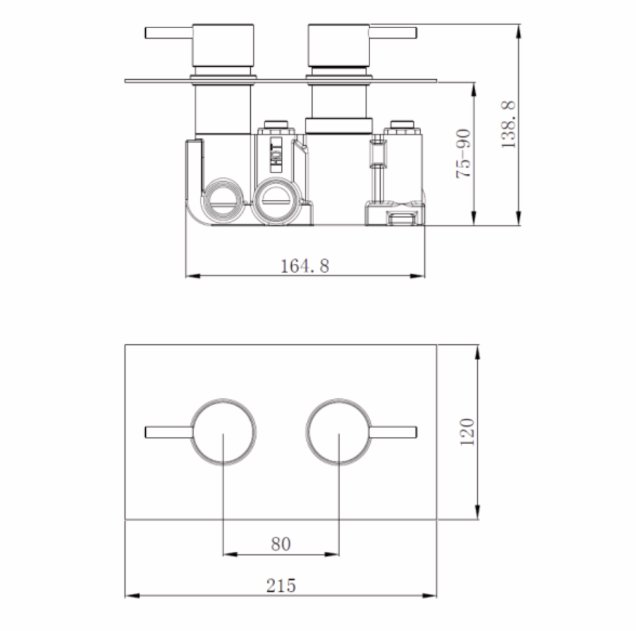 Signature Round Concealed Thermostatic 2 Way Shower Kit - Black