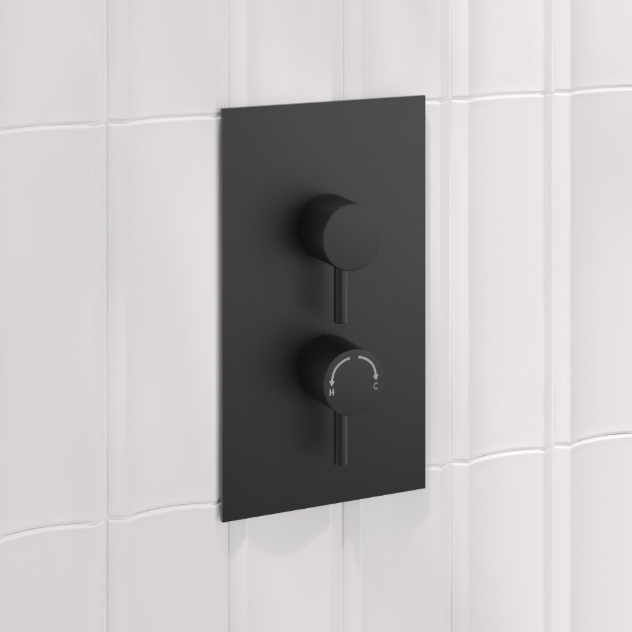 Signature Round Concealed Thermostatic 2 Way Shower Kit - Black
