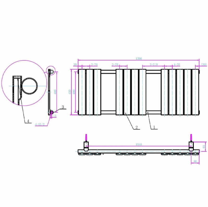 Scala 600x1600mm Designer Towel Rail - Black