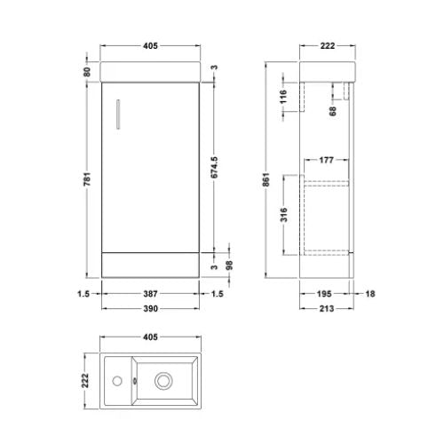 Mino 400mm Vanity Unit & Basin