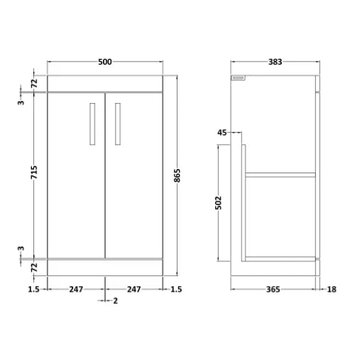 Lora 500mm Vanity unit & Basin & Basin - White