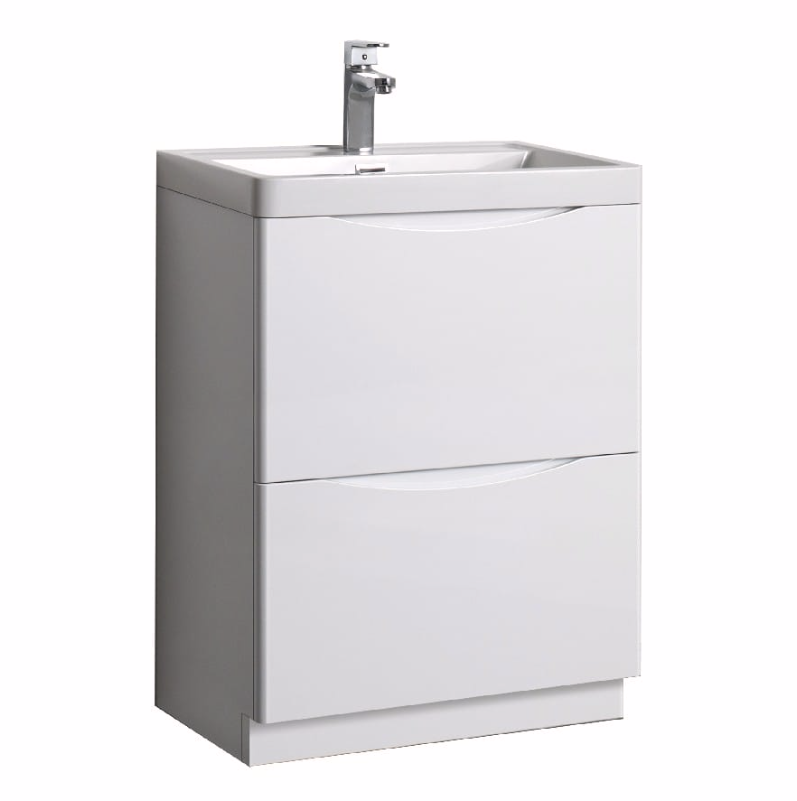 Divo 600mm 2 Drawer Floorstanding Vanity unit & basin - Satin White