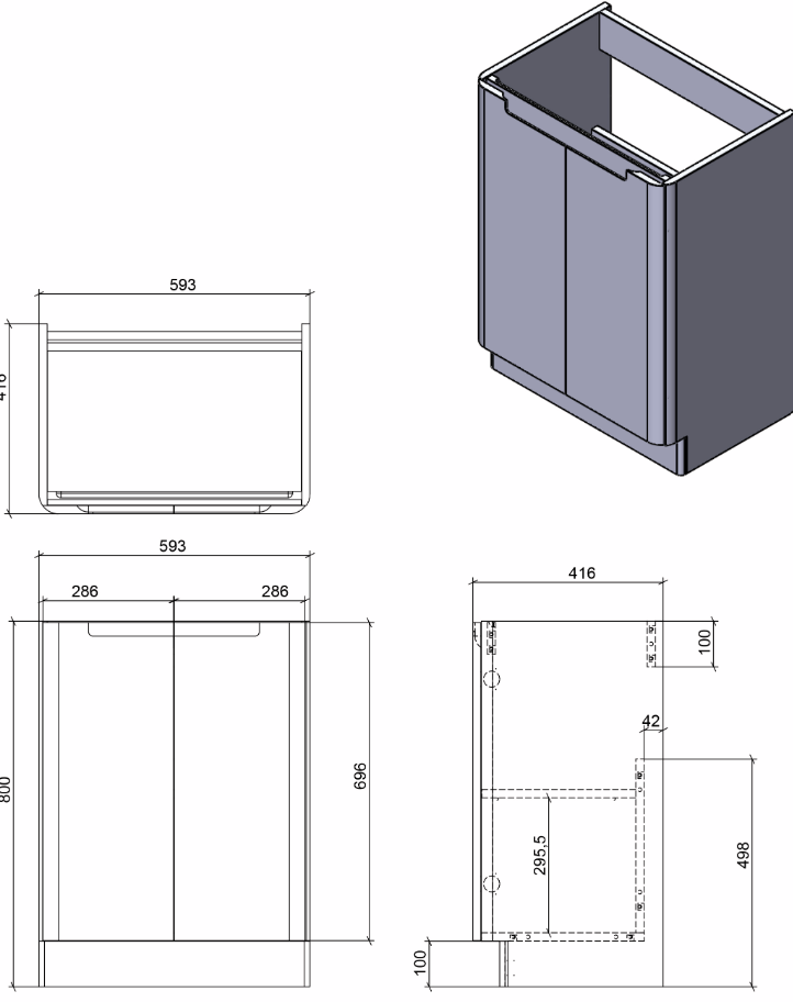 Vela 2 Door Floorstanding Vanity Unit & Basin - White Gloss