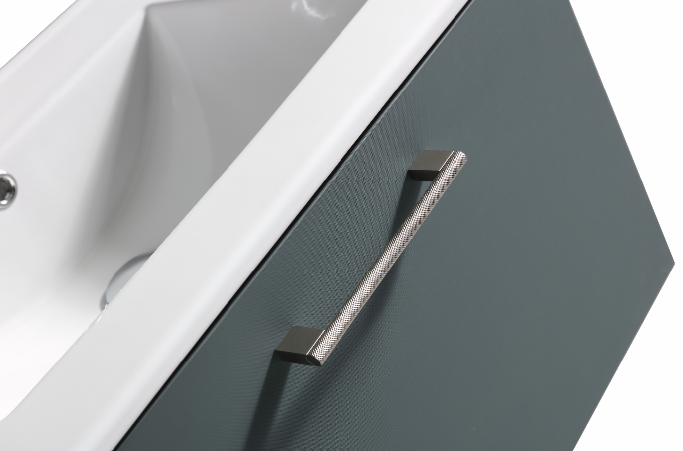 Vicenza 600mm 1 Drawer Wall Mounted Vanity Unit & Basin - Smoked Sage