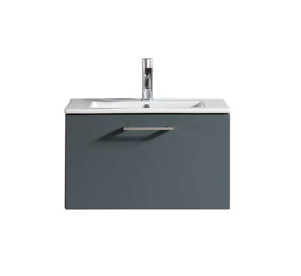Vicenza 600mm 1 Drawer Wall Mounted Vanity Unit & Basin - Smoked Sage