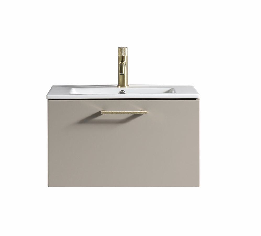 Vicenza 600mm 1 Drawer Wall Mounted Vanity Unit & Basin - Cashmere