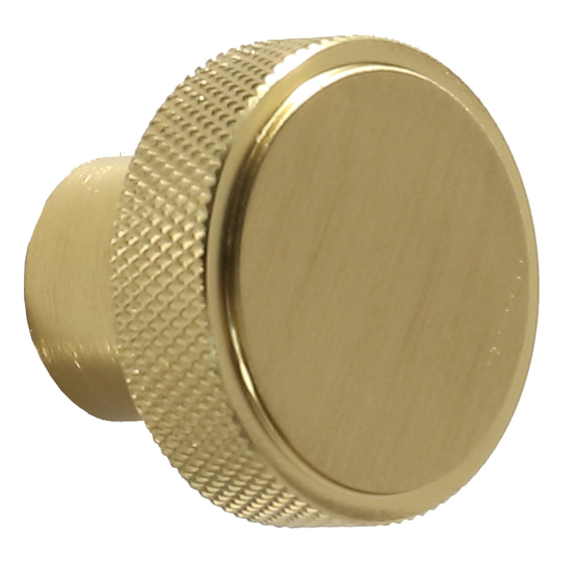 Knurled Round Handle - Brushed Brass