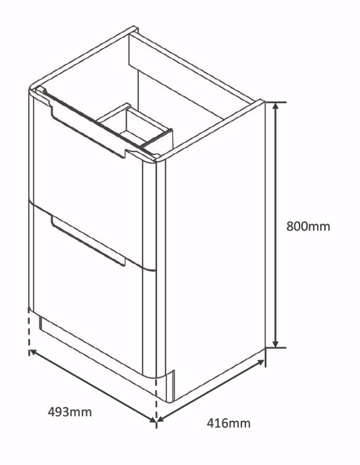 Vela 500mm 2 Drawer Floorstanding Vanity Unit & Basin - Amber Oak