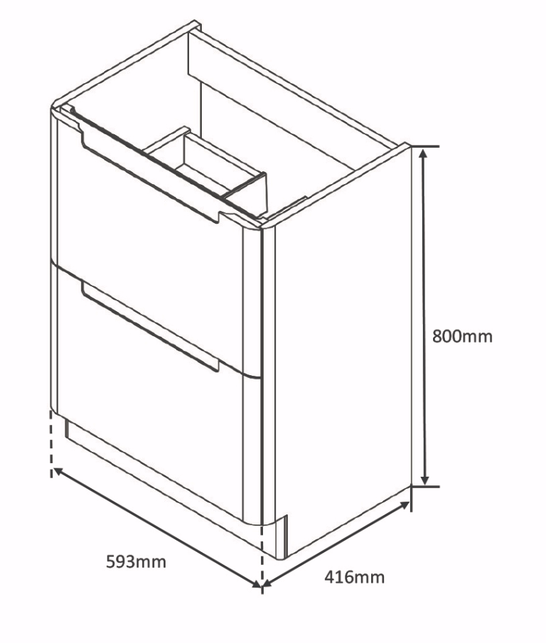 Vela 600mm 2 Drawer Floor standing Vanity Unit & Basin - Amber Oak