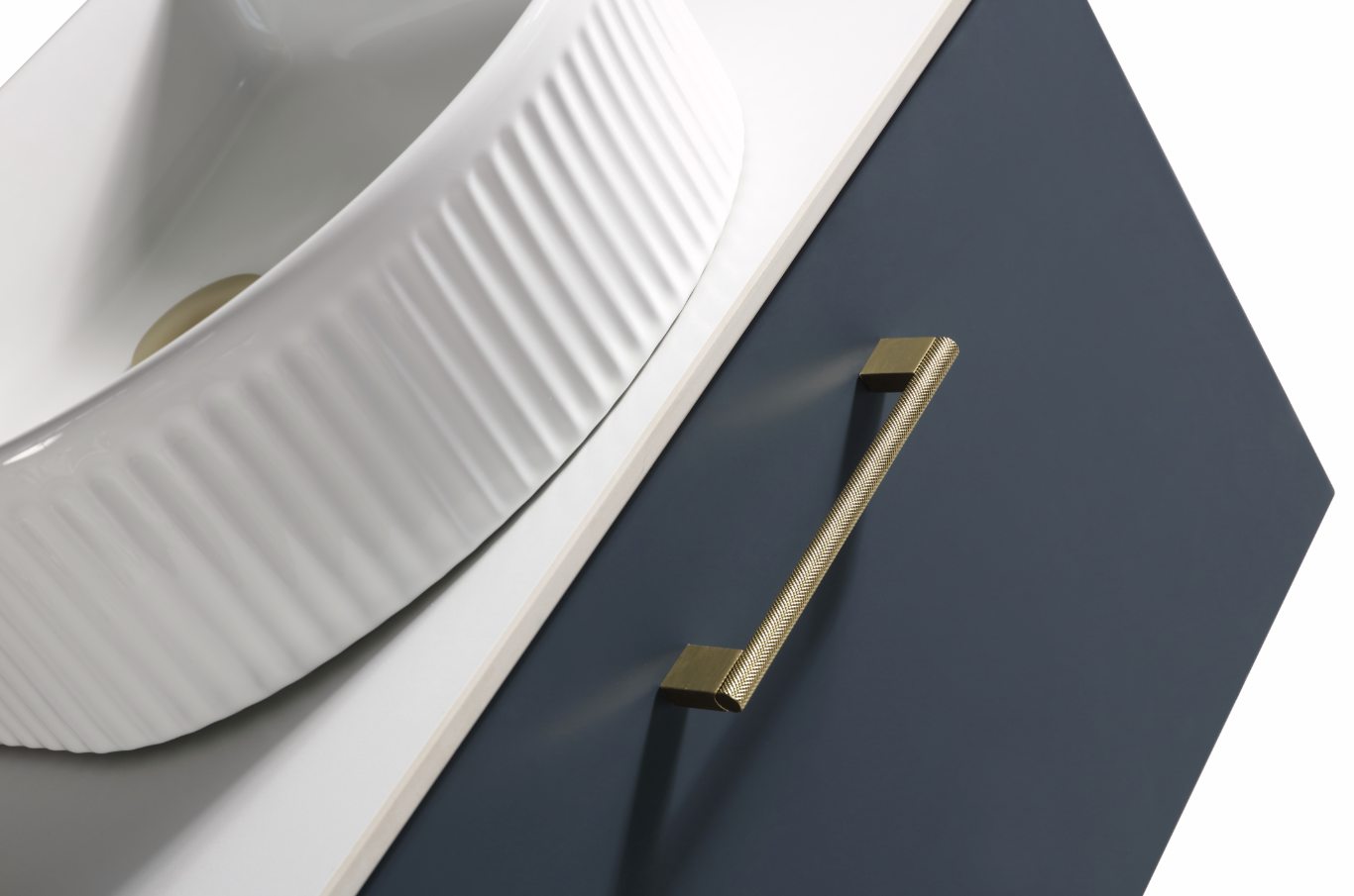 Vicenza 600mm 1 Drawer Wall Mounted Vanity Unit & Sintered Stone Counter Top - Midnight Blue