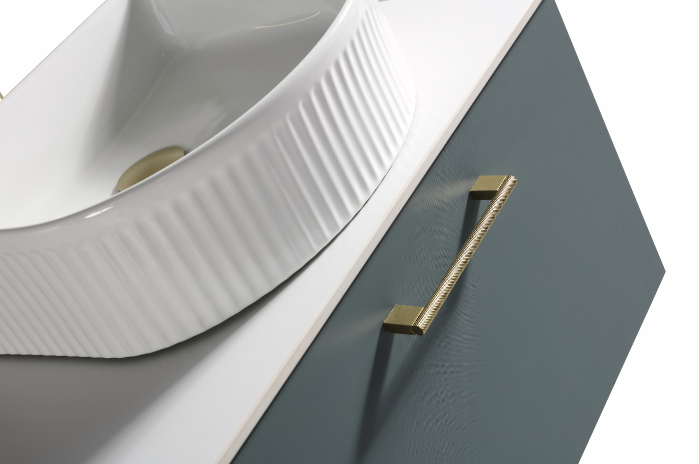 Vicenza 600mm 1 Drawer Wall Mounted Vanity Unit & Sintered Stone Counter Top - Smoked Sage