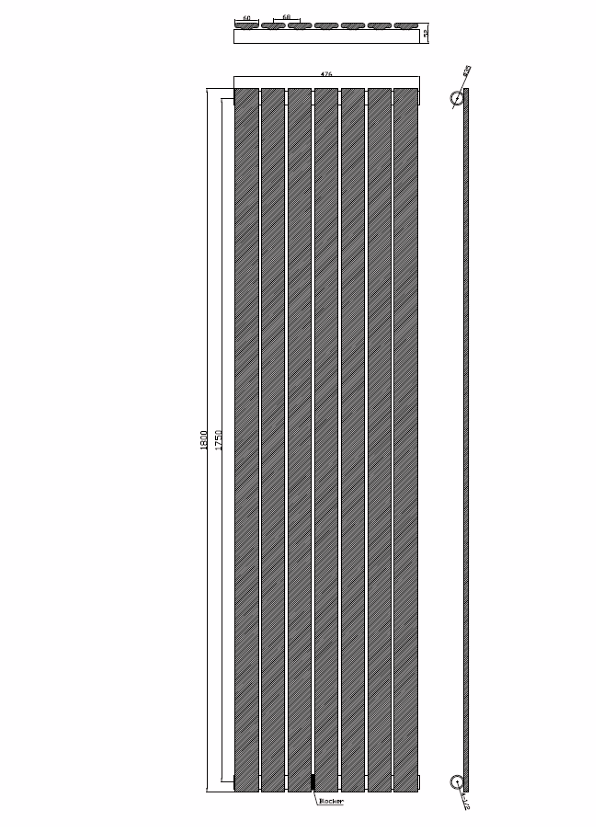 Sereno 476x1800mm single Vertical Radiator - White