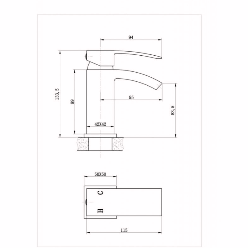 Flow Curve Basin Mixer & Waste - Black