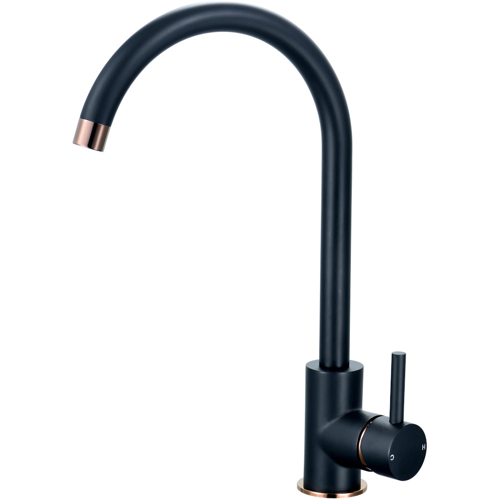 Rimini Single Lever Kitchen Tap - Black & Rose Gold