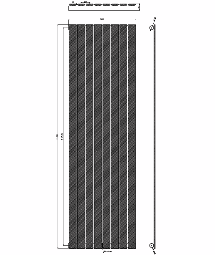 Sereno 544x1800mm single Vertical Radiator - White