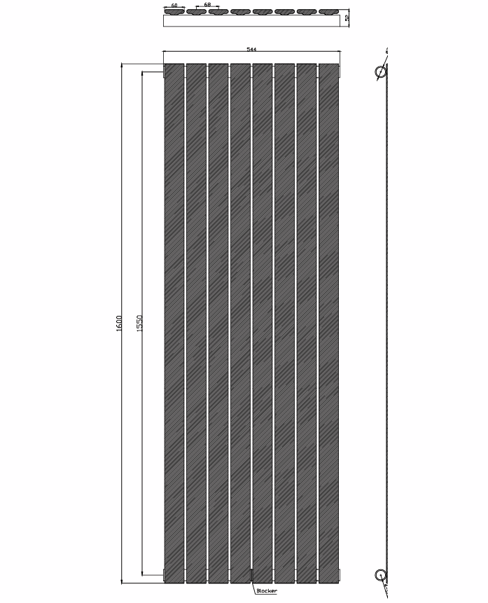 Sereno 544x1600mm Single Vertical Radiator - White