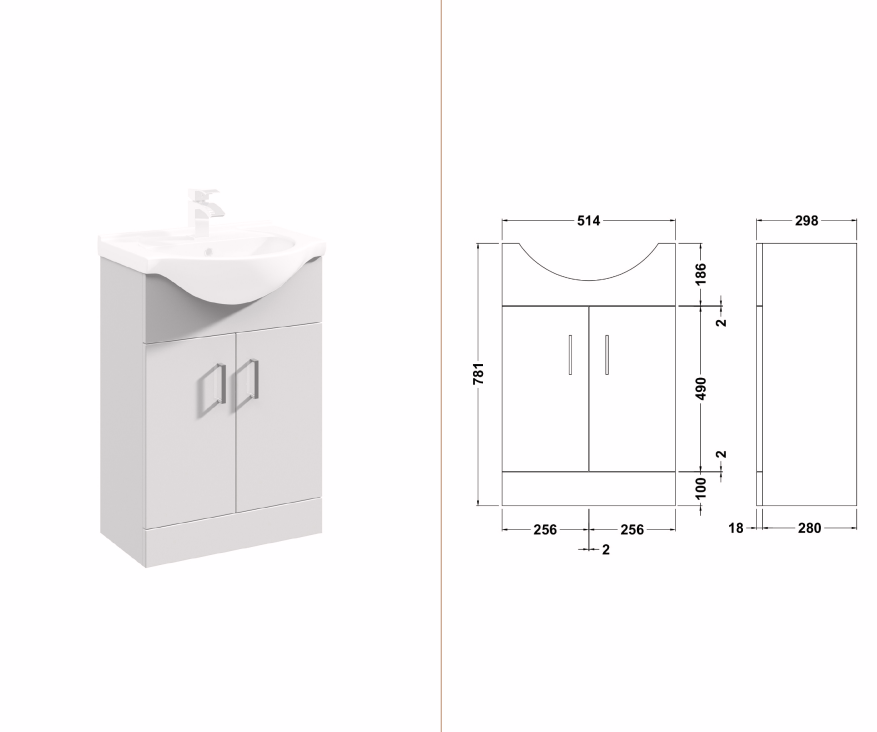 Viva 1050mm All in One Vanity/WC with Pan & Cistern
