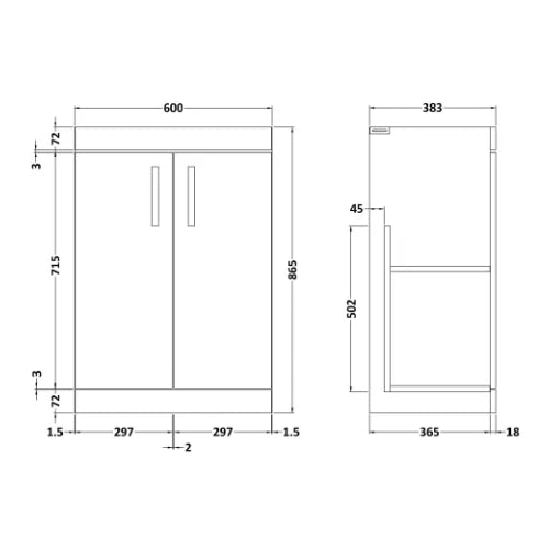 Lora 600mm Vanity Unit & Basin - White