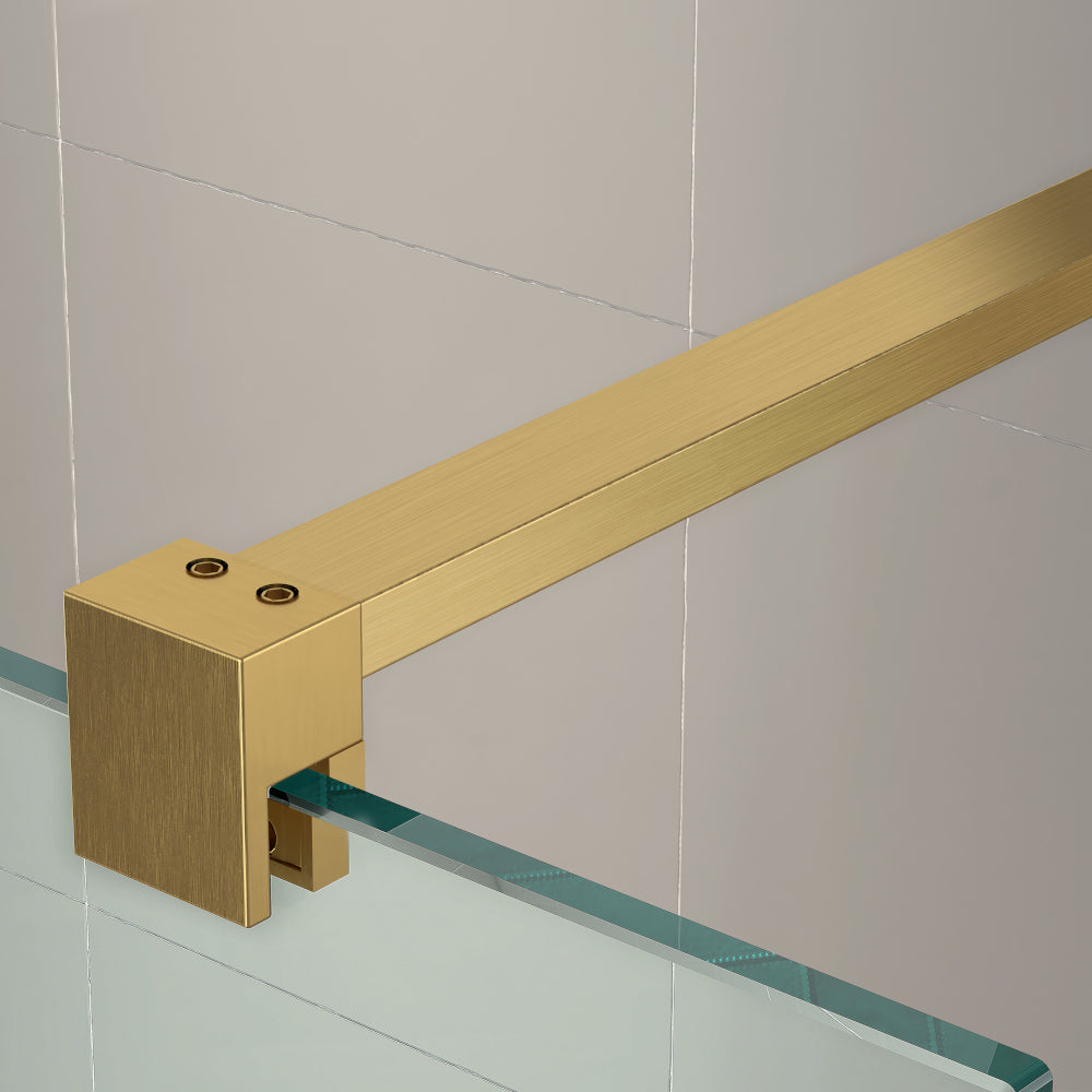 1000mm Fluted Wetroom Screen - Brushed Brass