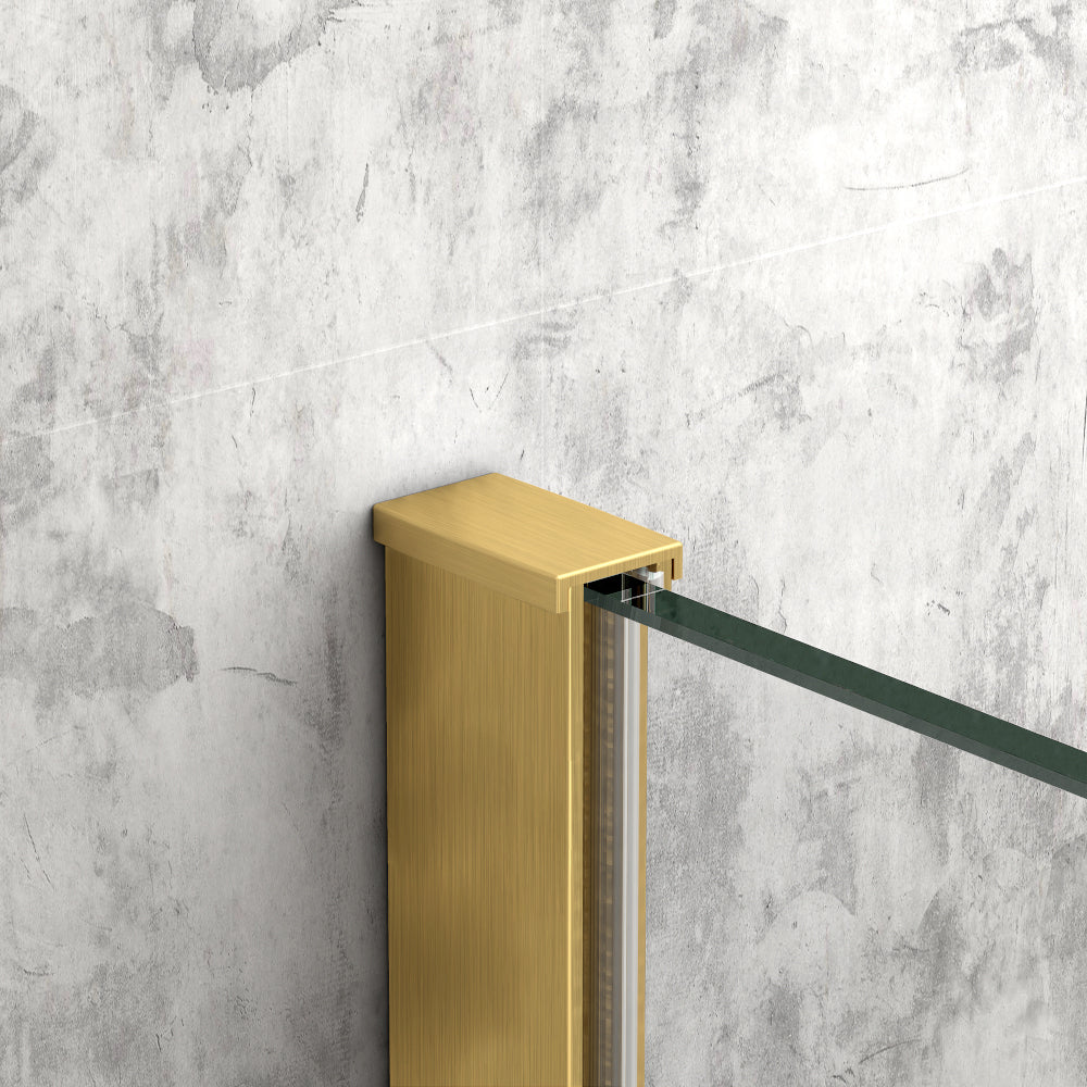 1000mm Fluted Wetroom Screen - Brushed Brass