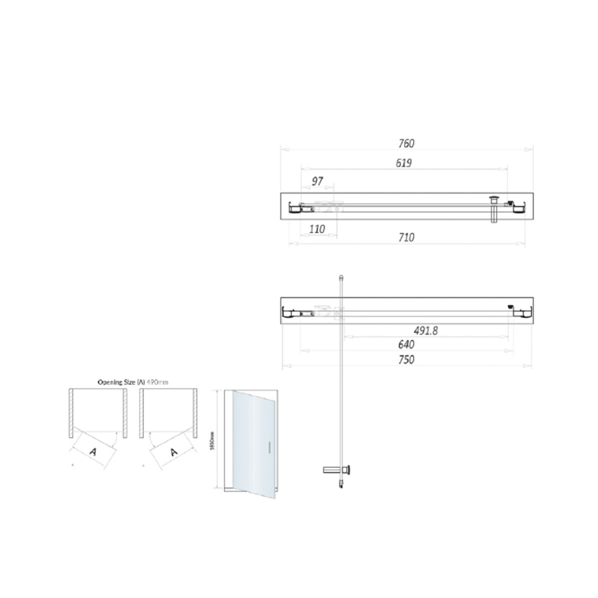 Sense6 760mm Pivot Door - chrome