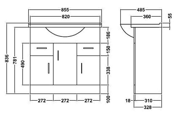 Viva 850mm Vanity Unit & Basin