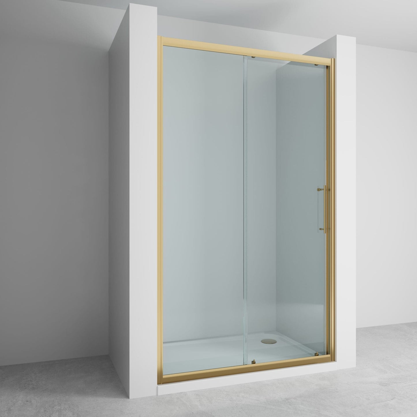Lakes Enclosures 1400mm Sliding Shower Door - Brushed Brass