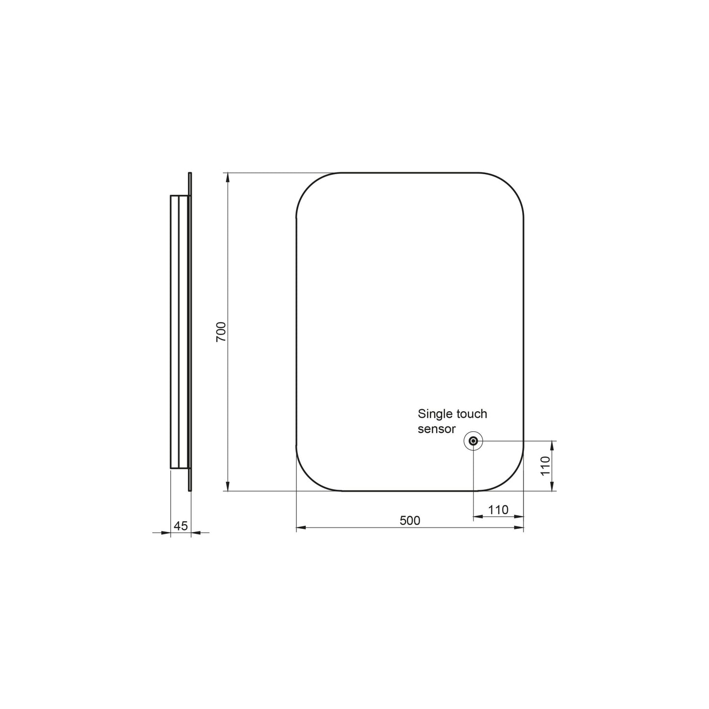 Vela 1200x600 LED Mirror
