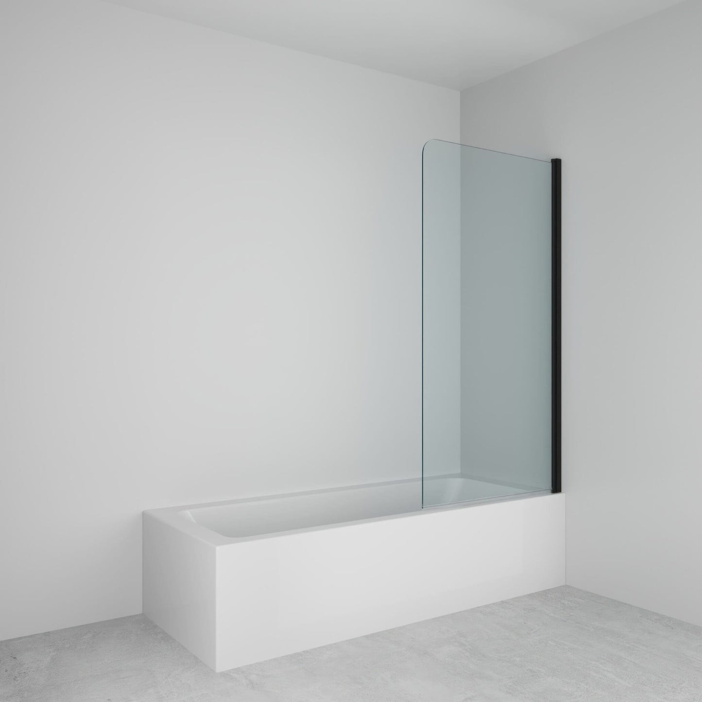 Athena Curved Single Panel Hinged Bath Screen - Black