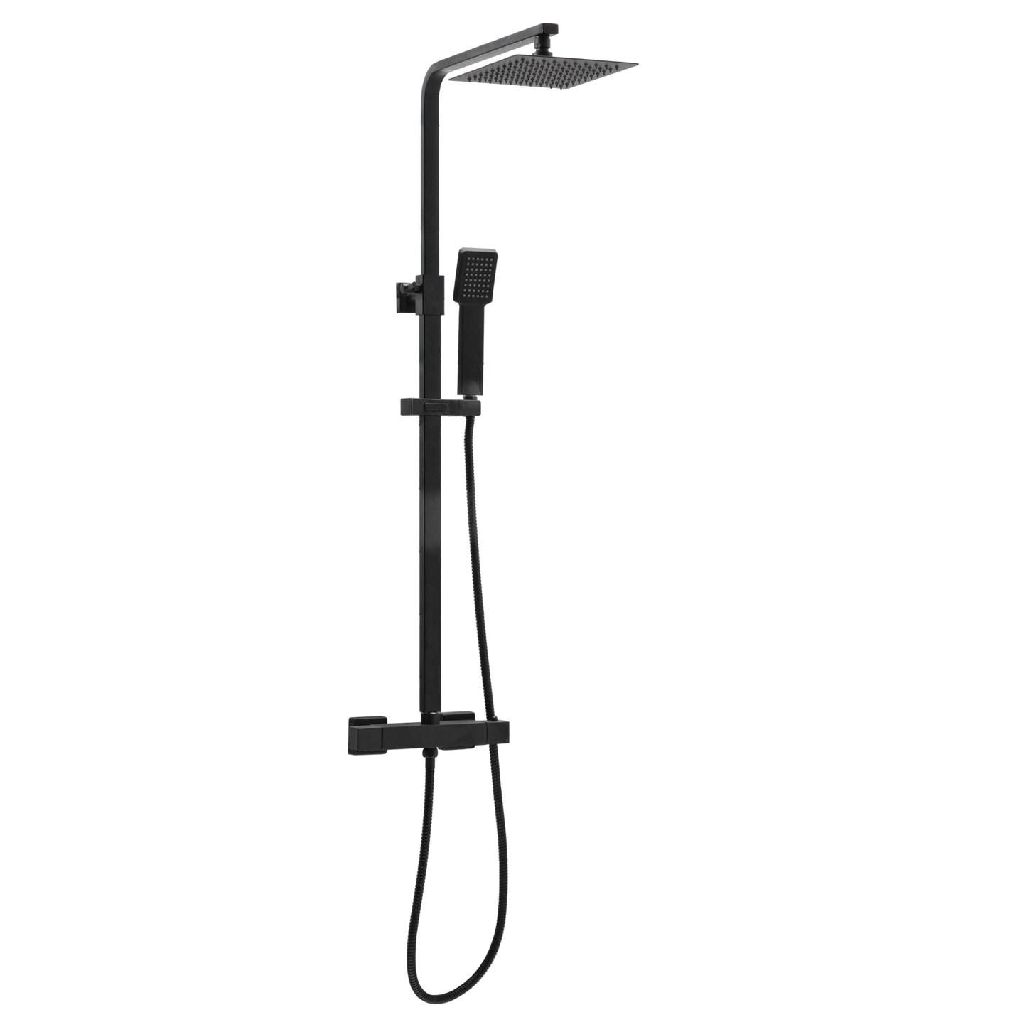 Alessio Square Thermostatic Rainhead Bar Mixer - Black