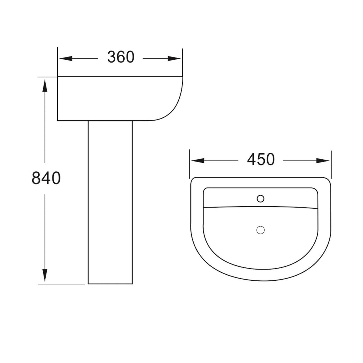 Ferrara Basin & Semi Pedestal - 450mm Basin