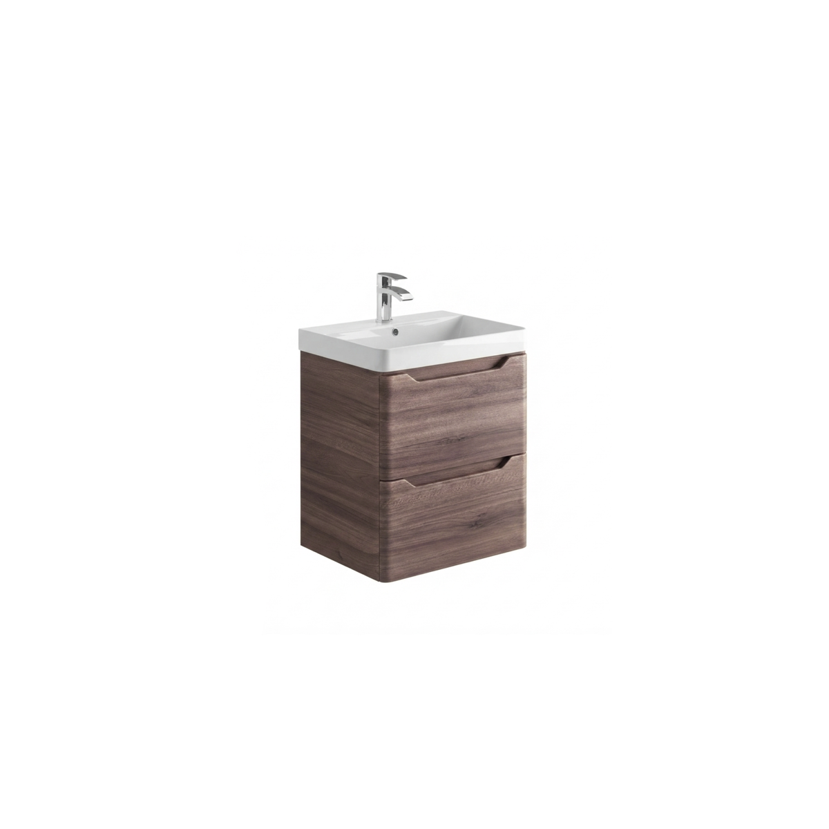 Ivrea 600 Wall Vanity Unit & Basin - Walnut