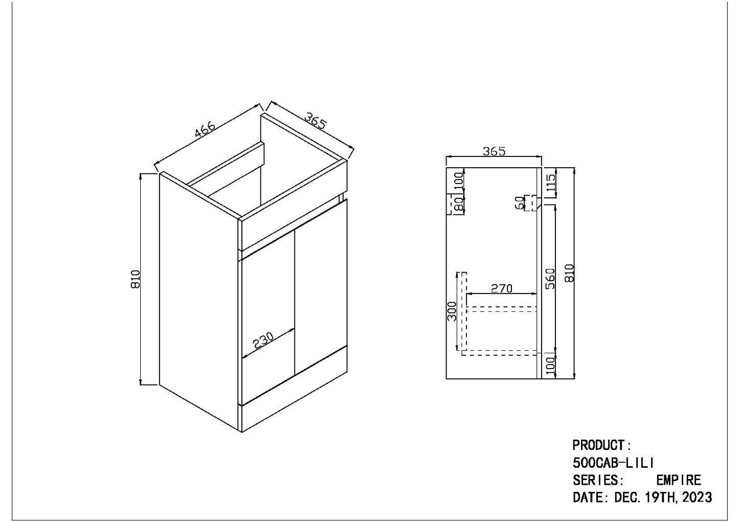Siena 600mm 2 Door Vanity Unit & Basin - Anthracite