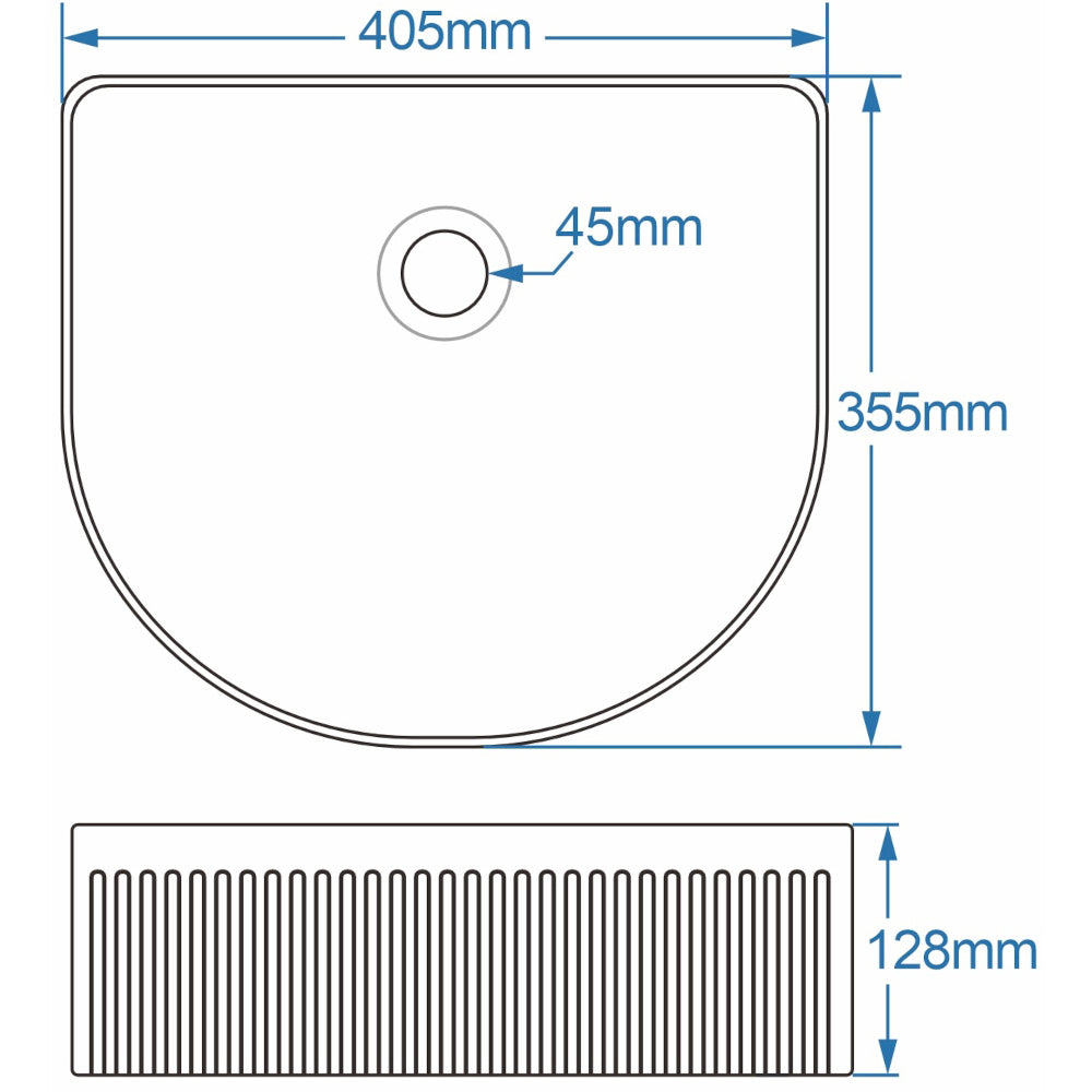 Luna D-Shape Counter Top Basin - Gloss White