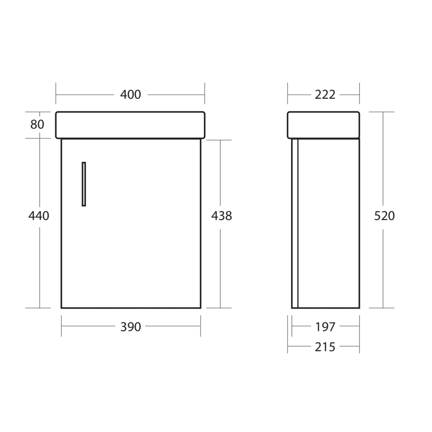 Mino 400mm Wall Mounted Cloakroom Vanity Unit & Basin