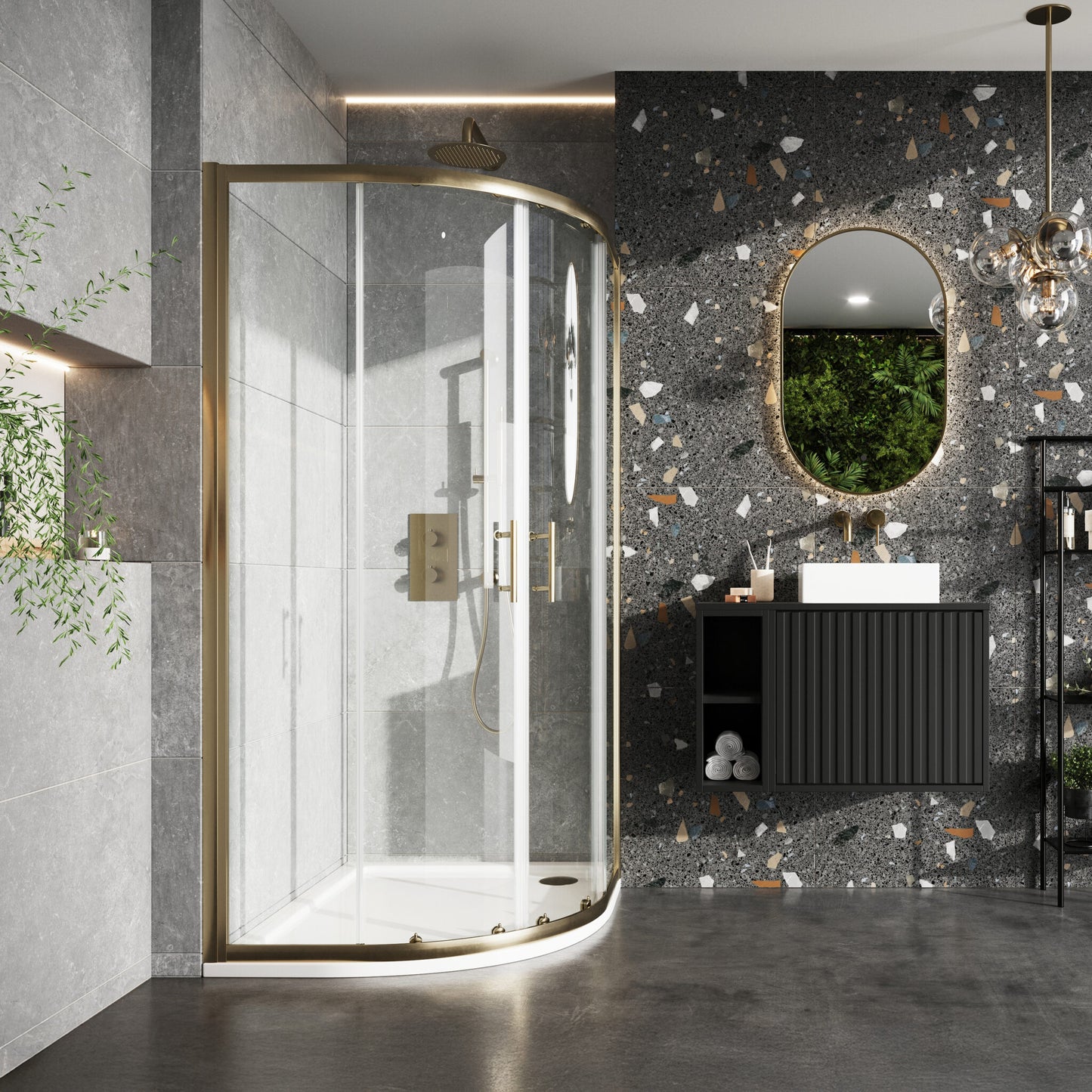Sense6 800x800mm 2 Door Quadrant Enclosure - Brushed Brass