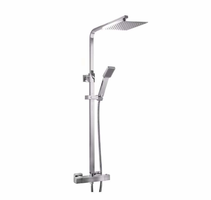 Vittorio Rosetti Square Thermostatic Rainhead Bar Mixer - Chrome
