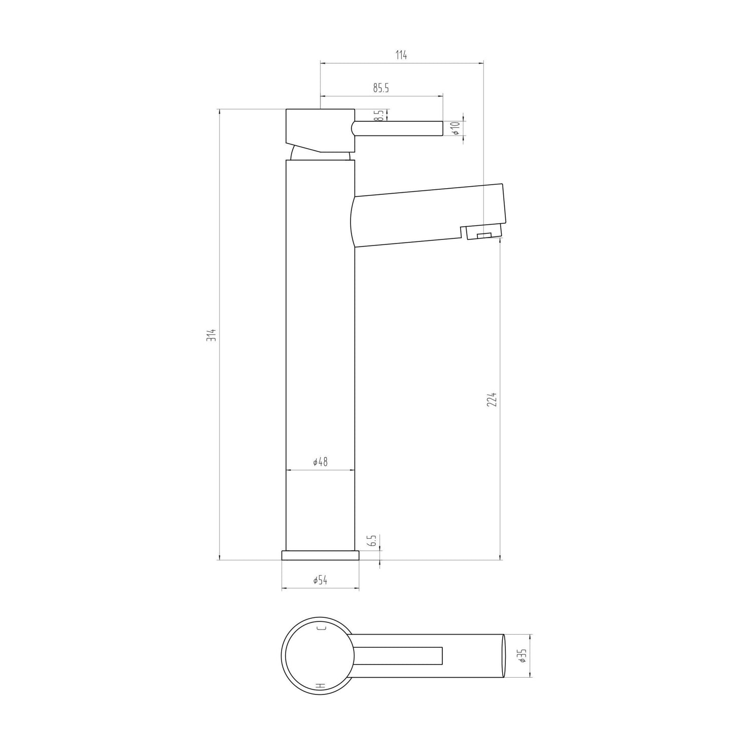 Dante Tall Basin Mixer - Chrome