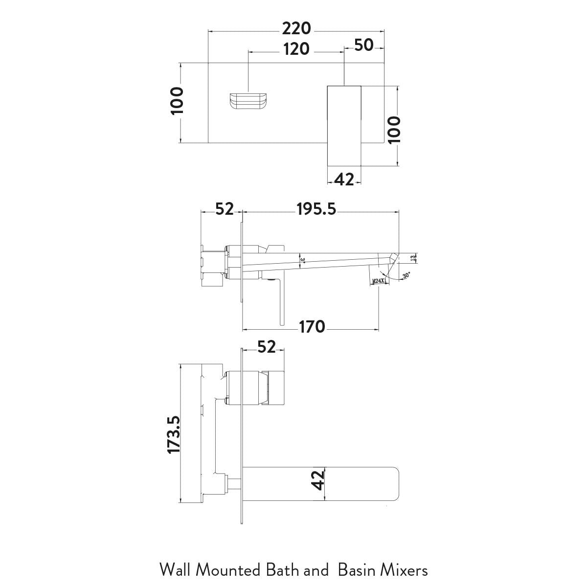 Lorenzo Wall Mounted Basin mixer - Chrome