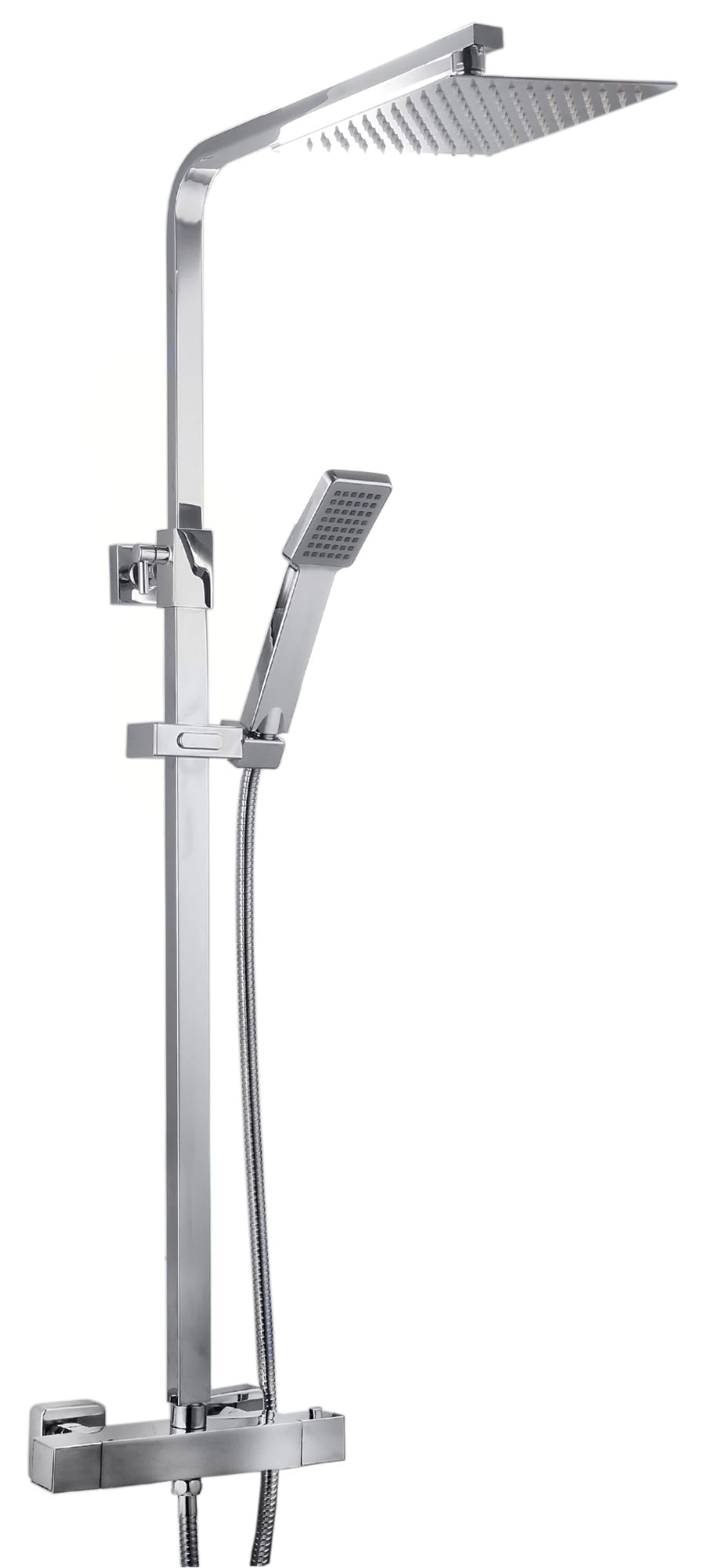 Vittorio Rosetti Square Thermostatic Rainhead Bar Mixer - Chrome