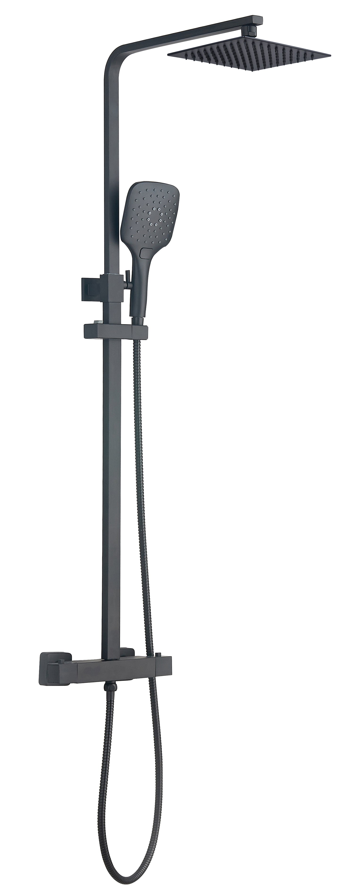 Vittorio Rosetti Signature Square Rainhead Bar Mixer Shower - Black