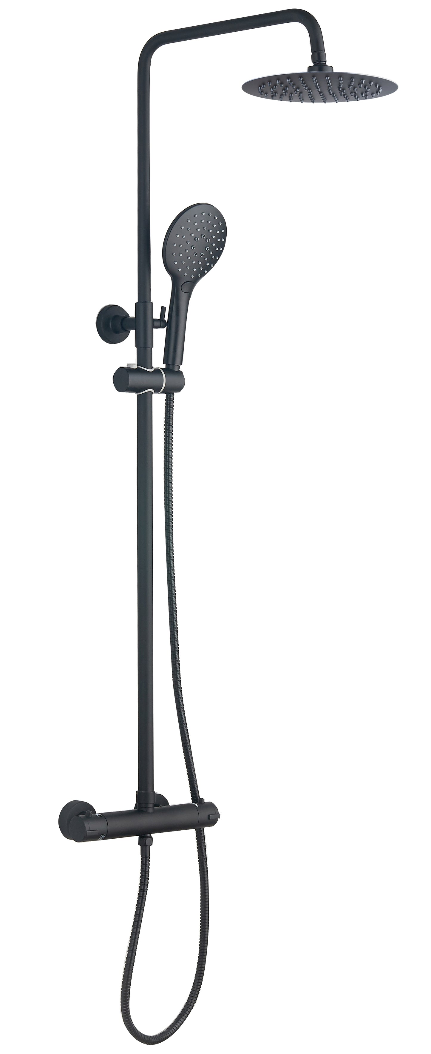 Vittorio Rosetti Signature Round Thermostatic Rainhead Bar Mixer Shower - Black