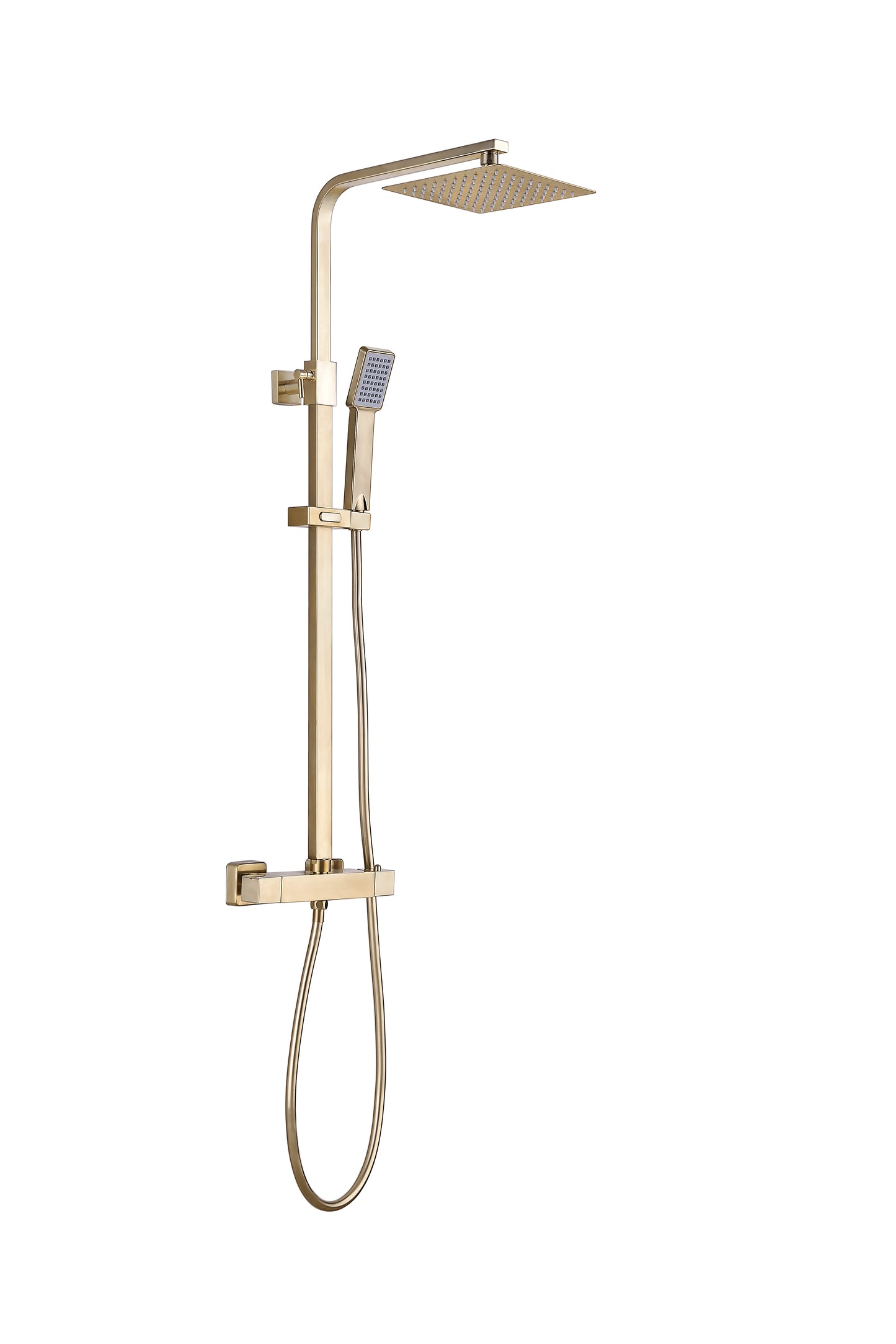 Vittorio Rosetti Square Rainhead Bar Mixer Shower - Brushed Brass