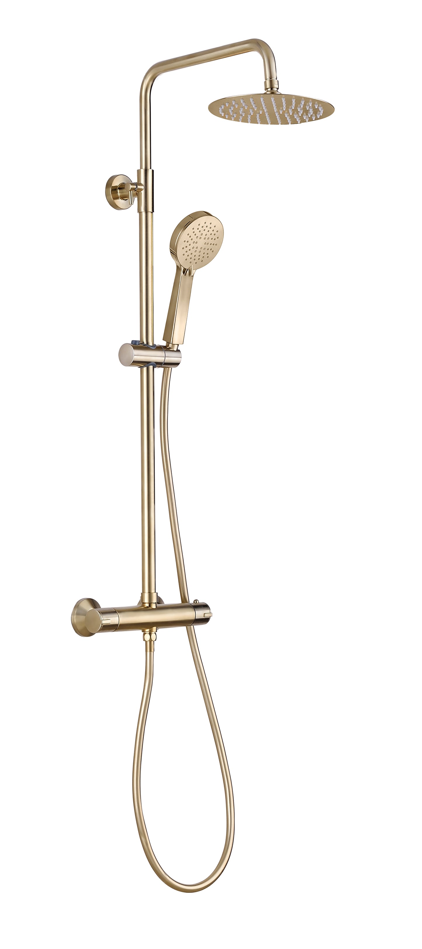 Vittorio Rosetti Round Thermostatic Rainhead Bar Mixer Shower - Brushed Brass