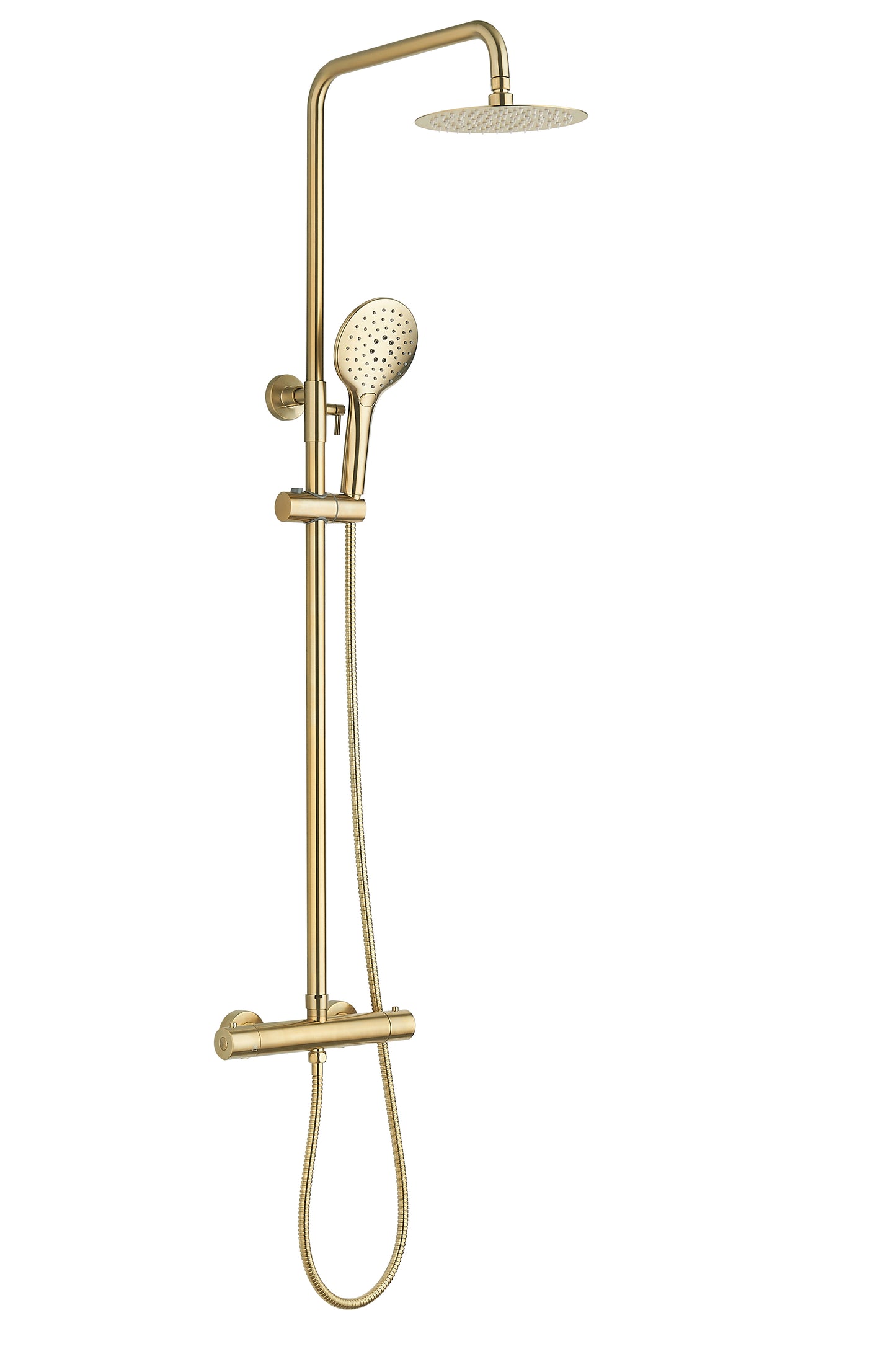 Vittorio Rosetti Signature Round Thermostatic Rainhead Bar Mixer Shower - Brushed Brass