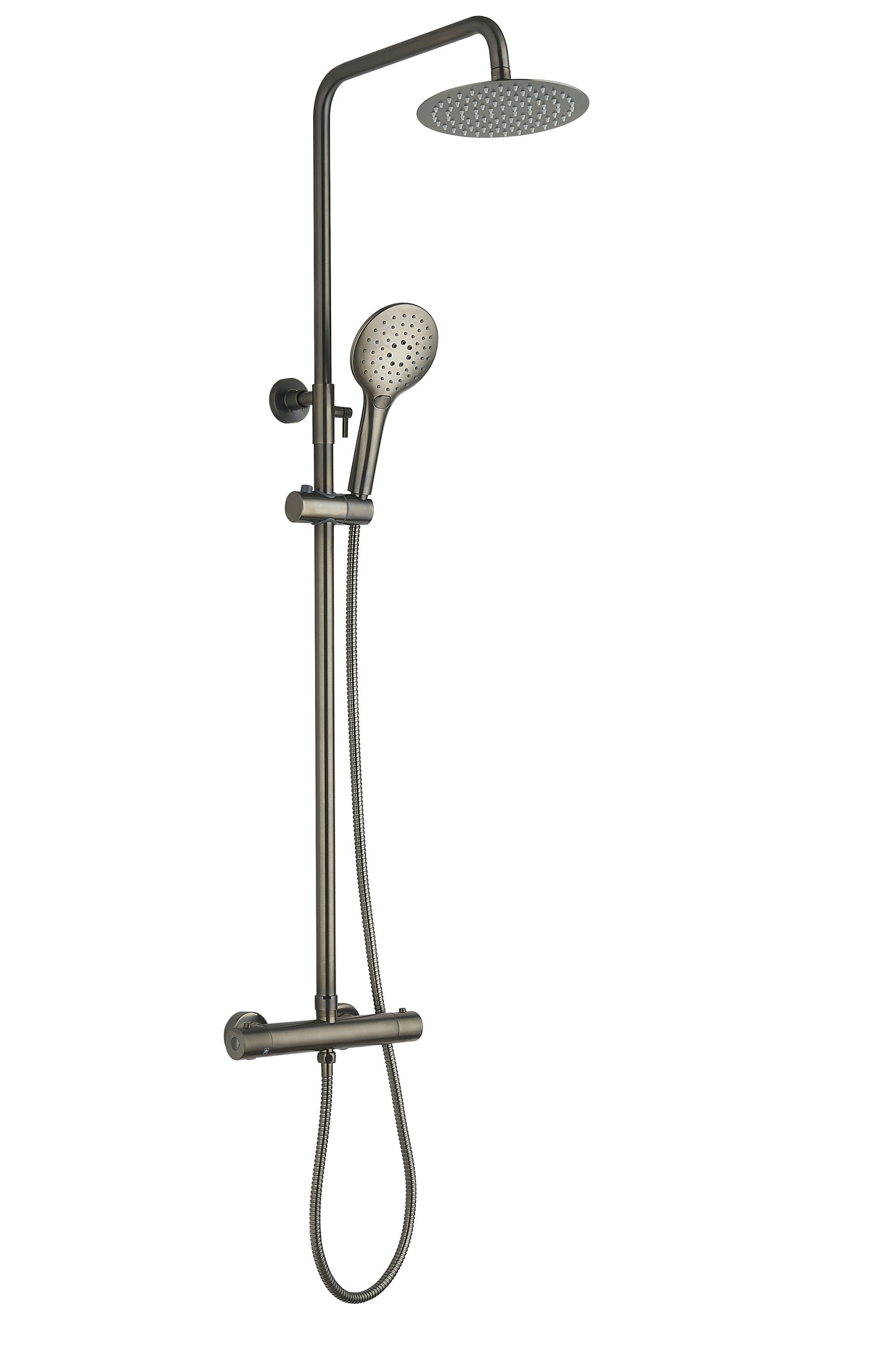 Vittorio Rosetti Signature Round Thermostatic Rainhead Bar Mixer Shower - Gunmetal