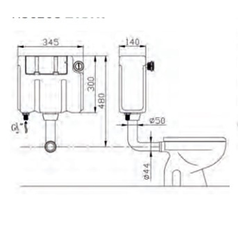 Trust fit Concealed Cistern & Chrome Push Button