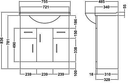 Viva 750mm Vanity unit & Basin