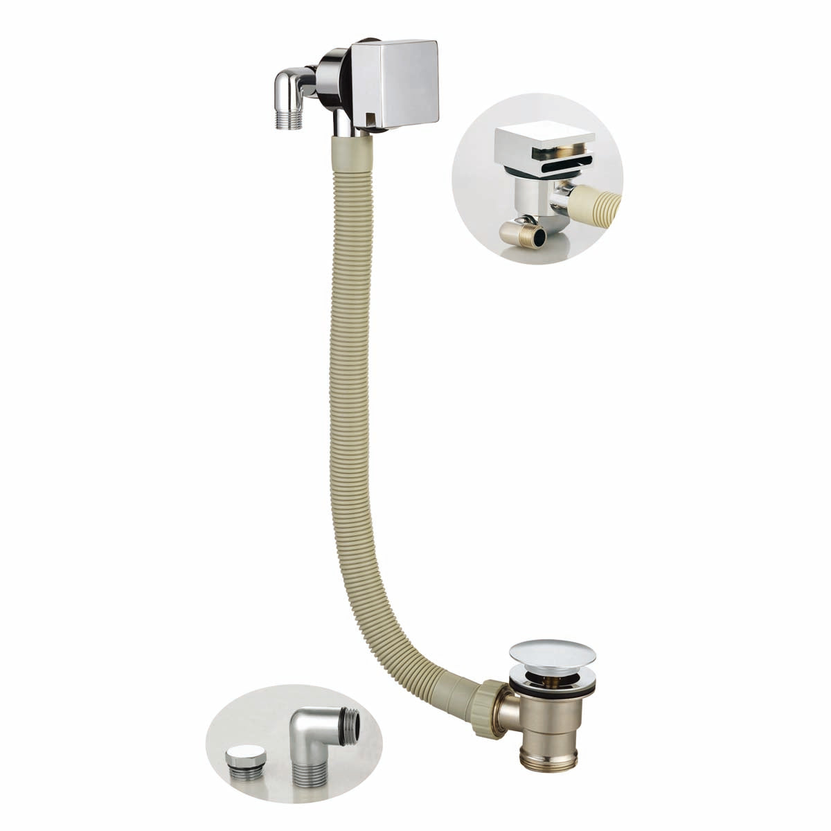 Cadiz Square Bath Filler with Sprung Waste & Overflow
